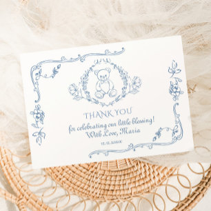 Toile Elegant frame Teddy bear Thank you Card