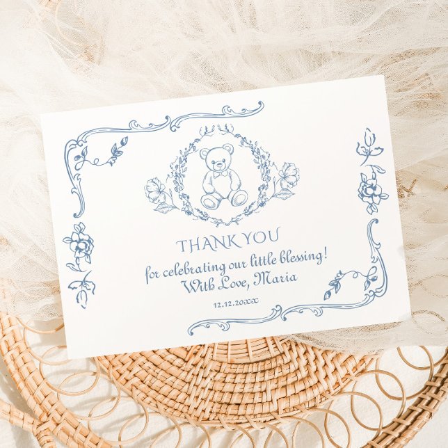 Toile Elegant frame Teddy bear Thank you Card (Creator Uploaded)