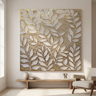 Toile Elegant Gold Botanical Leaves – Realist
