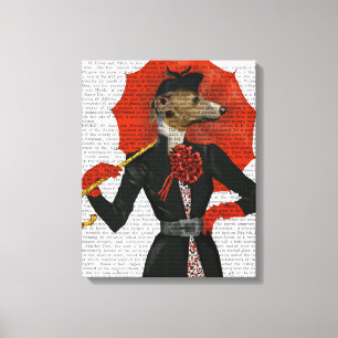 Toile Elégant Greyhound et parapluie rouge