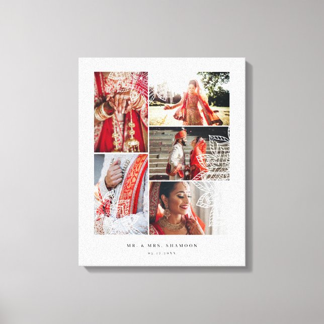 Toile Elégant Mandala Multiple Mariage Photo Collage (Recto)