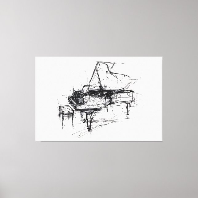 Toile Élégant Portrait Grand Piano - Premium (Recto)