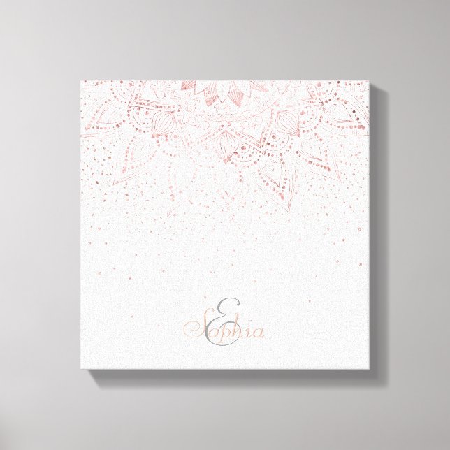 Toile Elégant Rose Gold Dots Mandala (Recto)