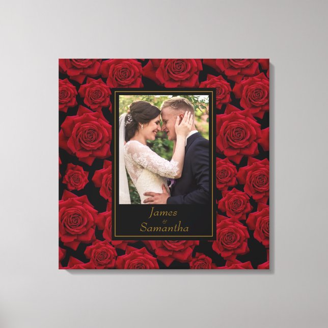 Toile Elegant Rose rouge - Photo personnalisée (Recto)
