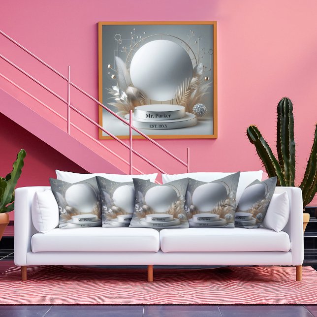 Toile Élégant Silver Grey Podium Floral Script moderne (Créateur téléchargé)