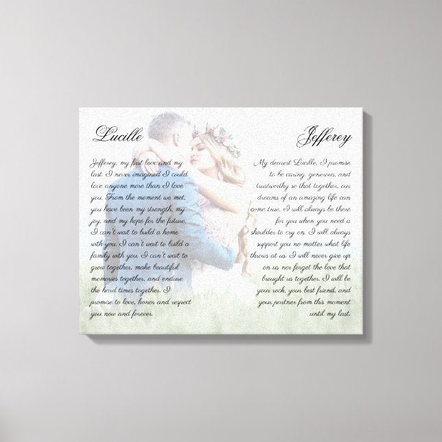 Toile Élégant son et ses Mariage Vow Art Photo personnal (Recto)