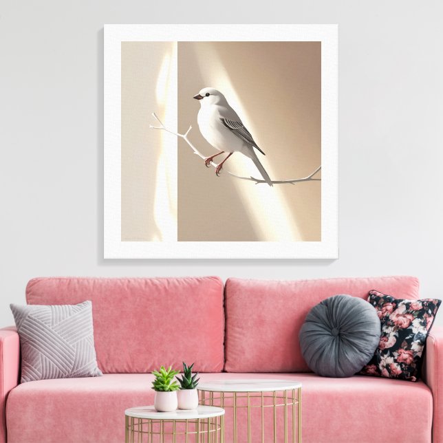 Toile Elegant Sparrow Bird Wall Art Print – Minimalist  (Insitu(Salon))
