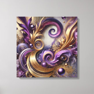 Toile Elegant Swirls with Gold and Purple Canvas Art 