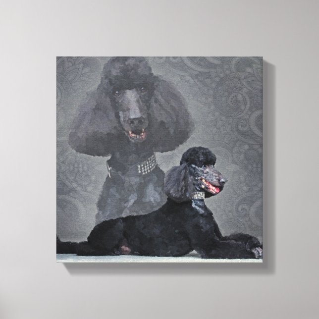 Toile Élégante composition de caniche standard noir (Recto)