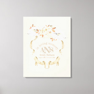 Toile Elégante crème funéraire Rose Monogram Crest