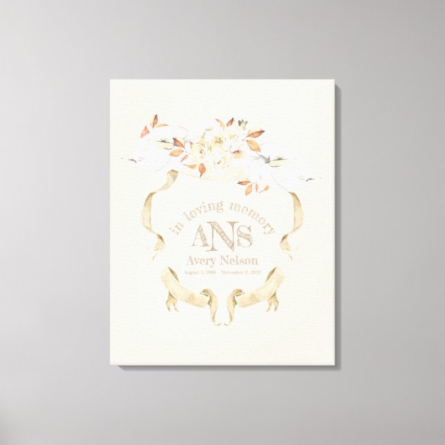 Toile Elégante crème funéraire Rose Monogram Crest (Recto)