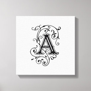 Toile Élégante lettre victorienne A Monogramme