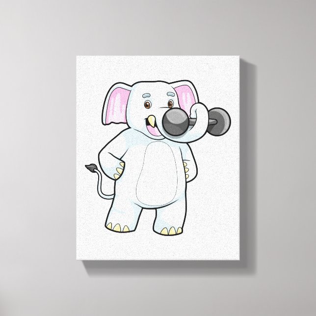 Toile Elephant à Strenght entraînement avec Dumbbell (Recto)