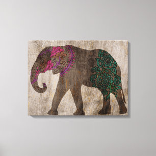 Toile Eléphant asiatique tribal zen
