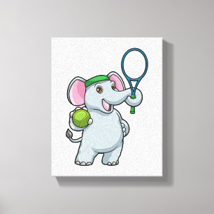 Toile Elephant au Tennis avec raquette de tennis