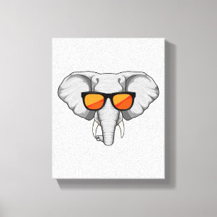 Toile Eléphant avec lunettes de soleil