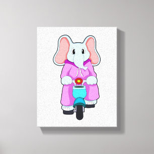 Toile Eléphant avec vélo