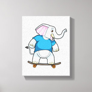 Toile Elephant comme patineur avec skateboard