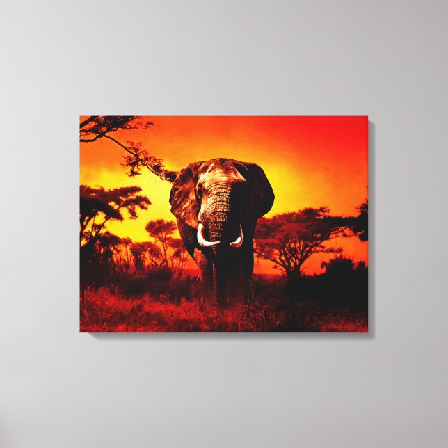 Toile Eléphant du coucher du soleil (Recto)