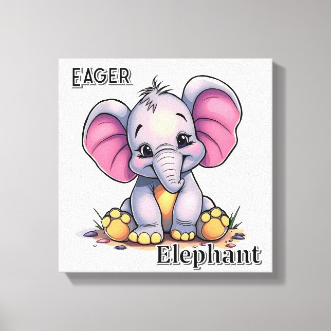 Toile Eléphant impatient | Belle caricature de l'art de  (Recto)