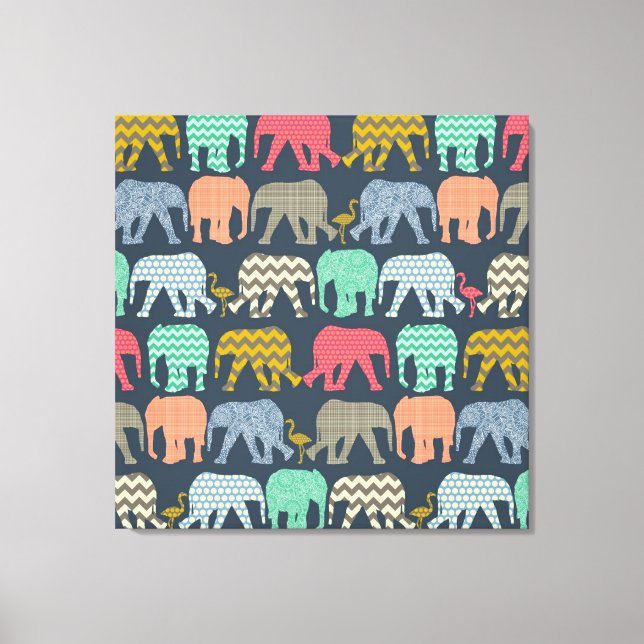 Toile éléphants et flamants (Recto)