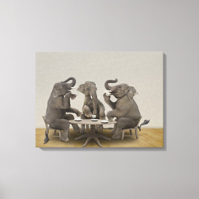 Toile Elephants having tea party (Recto)