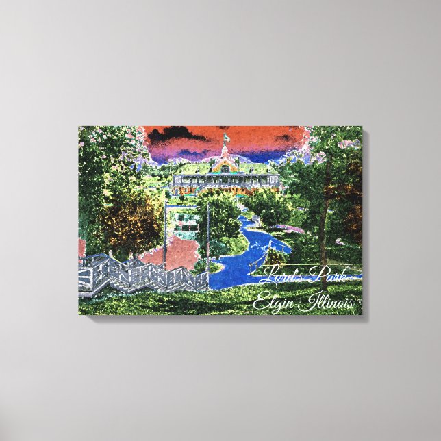 TOILE ELGIN ILLINOIS LORDS PARK PAVILION 1920'S ART VIEW (Recto)