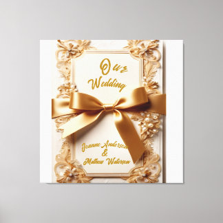 Toile "Embossed Floral Wedding Invitation Satin Bow