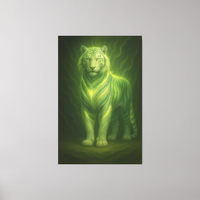 Toile Emerald Golden Glow White Tiger – Standing Lightfo (Recto)