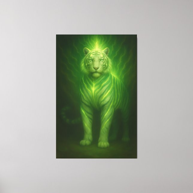 Toile Emerald Light Guardian White Tiger – Standing Divi (Recto)