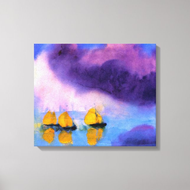 Toile Emil Nolde - Mer aux Nuages Violets Et Bateaux À V (Recto)