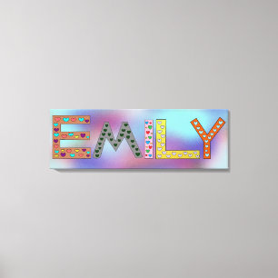 Toile EMILY Colorful Letters Nom de la fille Design