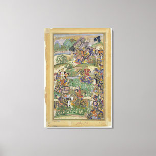 Toile Empereur Akbar (r.1556-1605) à la bataille de