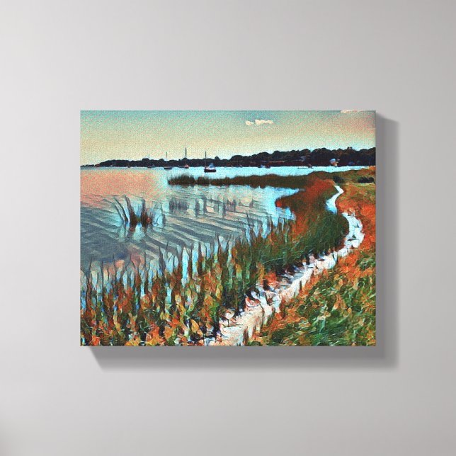 Toile Empreinte De Plage Sur La Côte (Recto)
