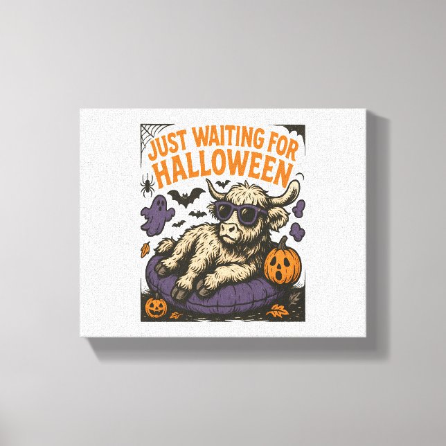 Toile En attente de la vache Halloween Highland (Recto)