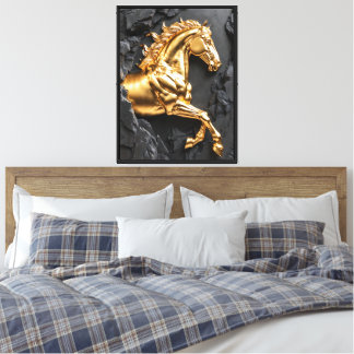 Toile en relief de pierre Cheval doré 3D