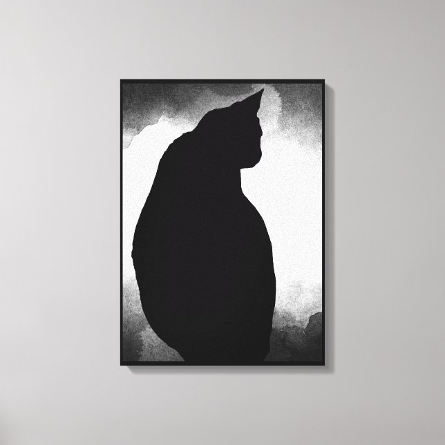 Toile en silhouette de chat noir Imprimer personna (Recto)