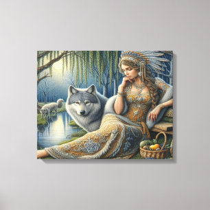 Toile Enchantement au clair de lune dans la forêt mystiq