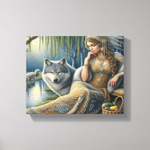 Toile Enchantement Lune dans la Forêt Mystique10x8