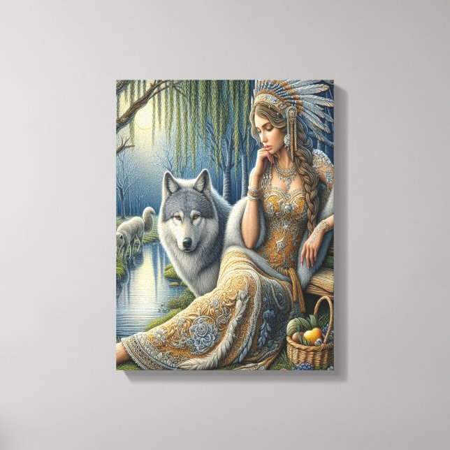 Toile Enchantement Lune dans la Forêt Mystique12x16 (Recto)