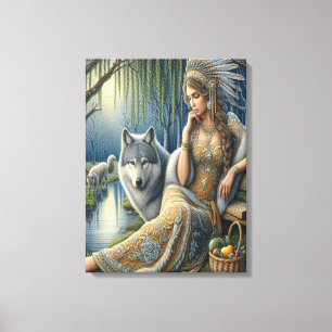 Toile Enchantement Lune dans la Forêt Mystique18x24