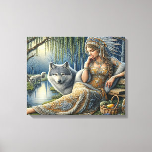 Toile Enchantement Lune dans la Forêt Mystique20x16