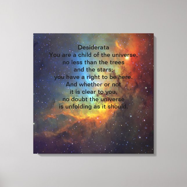 Toile Enfant de Desiderata de l'univers (Recto)