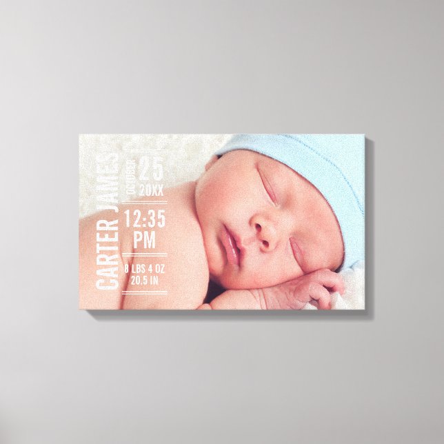 Toile Enfant moderne garçon photo naissance statistiques (Recto)