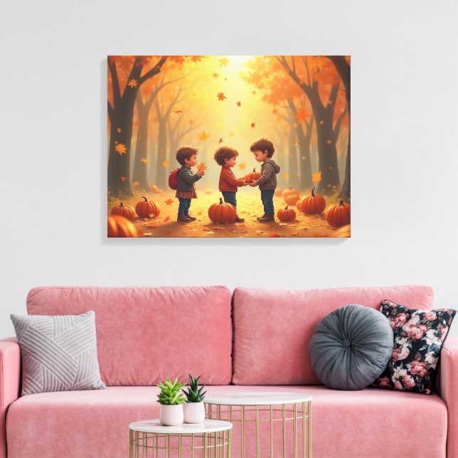 Toile Enfants citrouilles de Thanksgiving (Insitu(Salon))