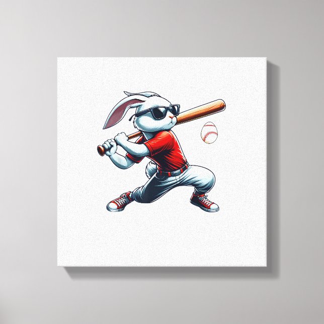 Toile Enfants Garçons Lapin de Pâques Heureux Jouant au  (Recto)