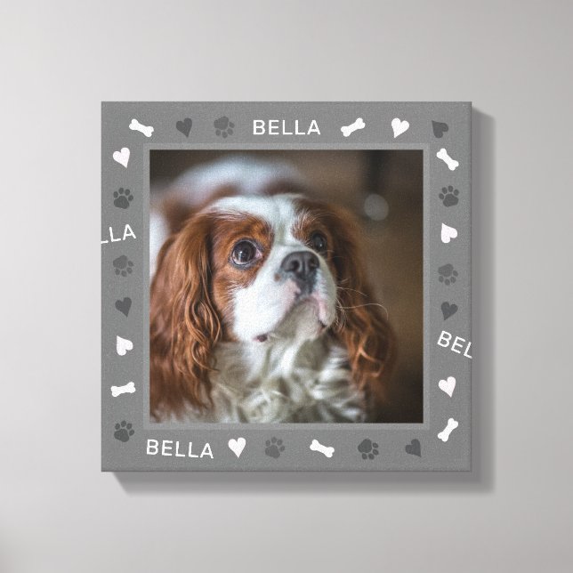 Toile English Toy Spaniel Photo et nom (Recto)