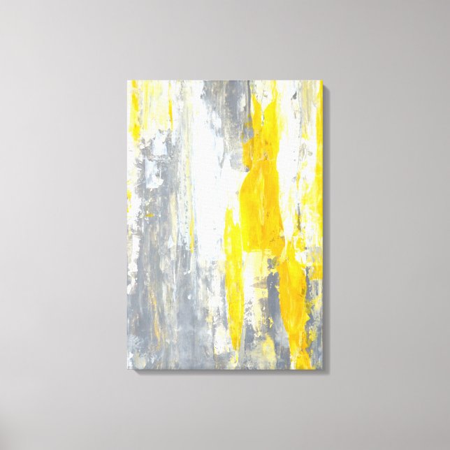 Toile 'Ensemble' Gris et Jaune Art Abstrait (Recto)