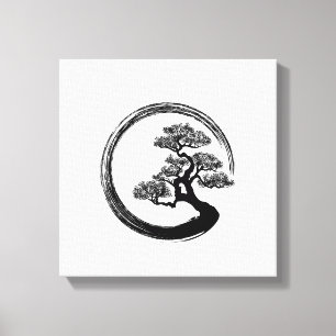 Toile Enso Zen Circle et Bonsai Tree