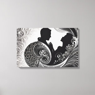 Toile Entouré à Forever : Noir & Blanc Kiss Art